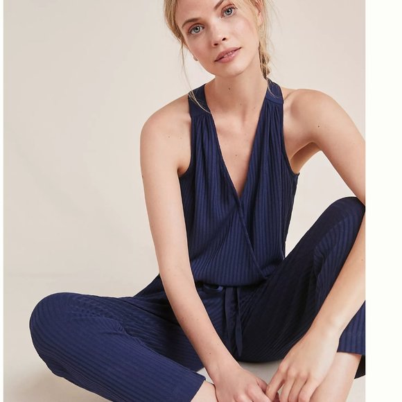 Anthropologie Pants - anthropologie navy juniper jumpsuit w/pockets M